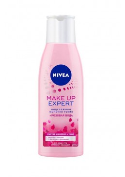 Мицеллярная молочко-тонік Nivea Make up Еxpert для зняття макіяжу + рожева вода, 200 мл